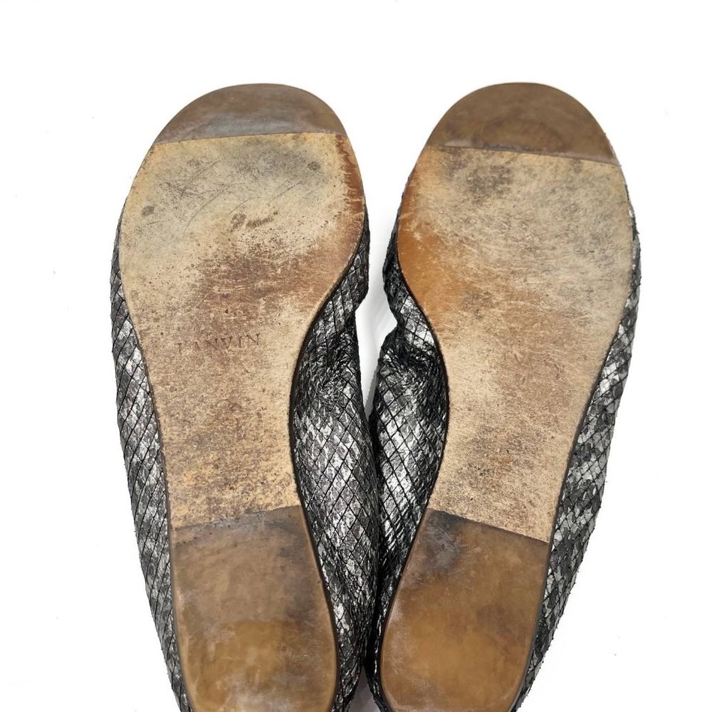 Lanvin Silver Grey Python Ballerina Flats - image 4